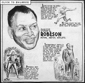 Editorial drawings of Robeson by the artist Charles H. Alston, 1943.